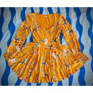 Floral Gold Long Sleeve Dress